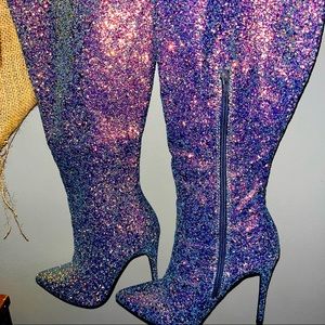Fashion Nova thigh high sparkly boots